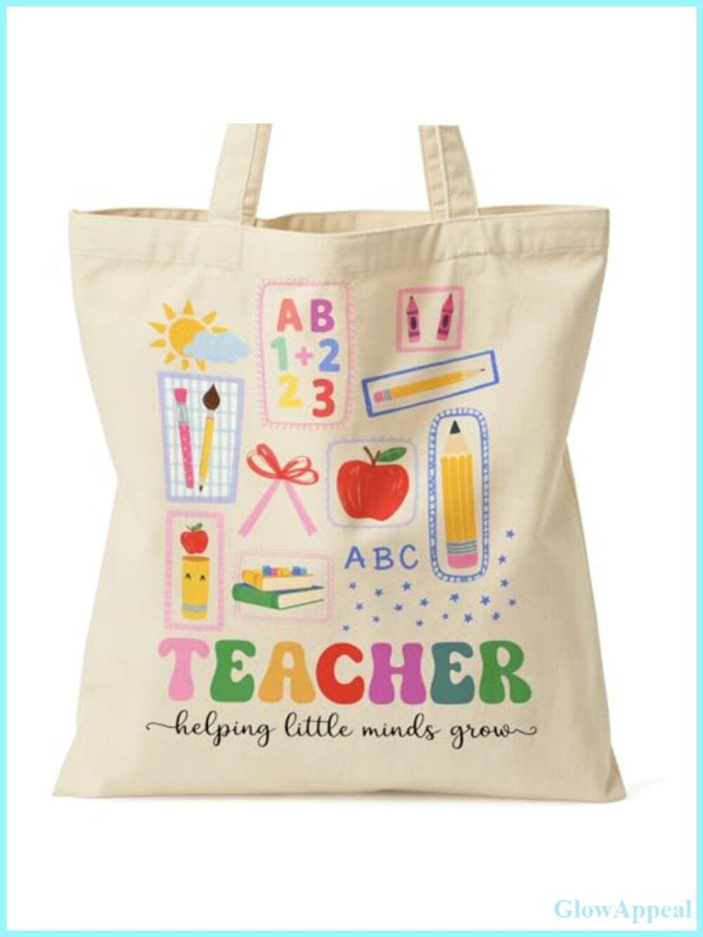 Teacher Appreciation Canvas Tote Bag Double-Sided Print Inner Pocket